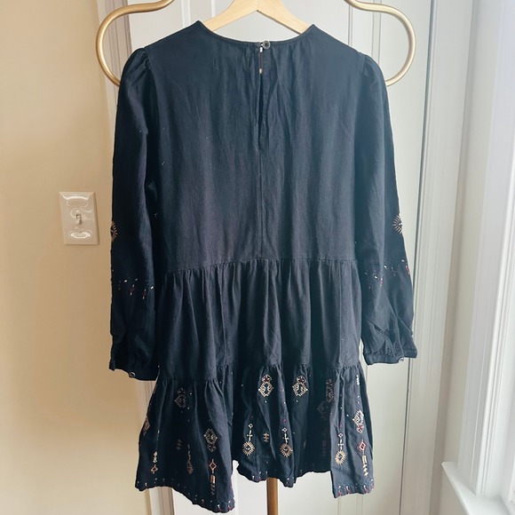 Superdry Anisa Embroidered Tiered Dress Black Cotton 6 Small Festival Bohemian - Picture 8 of 8
